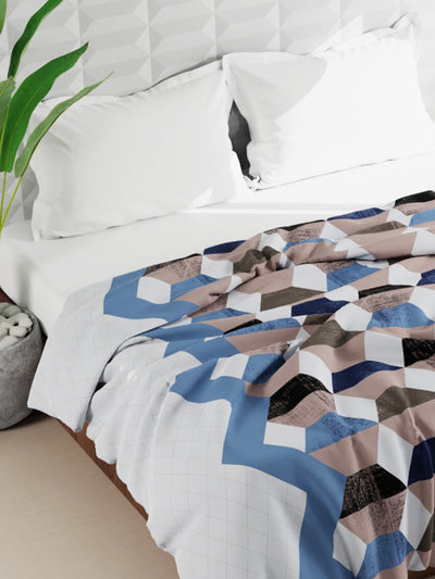 Super Soft Microfiber Double Comforter For All Weather <small> (geometric-brown/blue)</small>