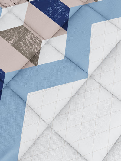 Super Soft Microfiber Double Comforter For All Weather <small> (geometric-brown/blue)</small>