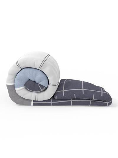 Super Soft Microfiber Double Comforter For All Weather <small> (checks-charcoal)</small>