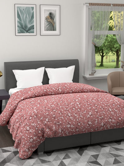 Super Soft Microfiber Double Comforter For All Weather <small> (floral-brick red)</small>