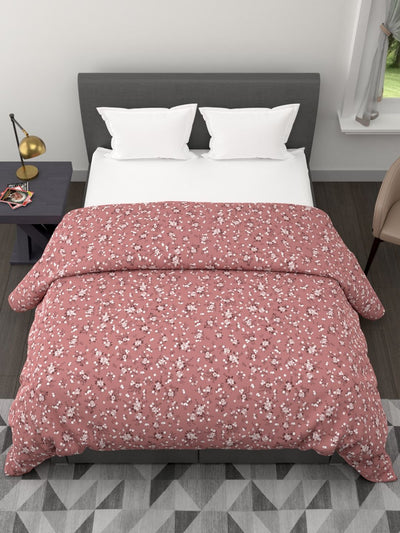 Super Soft Microfiber Double Comforter For All Weather <small> (floral-brick red)</small>