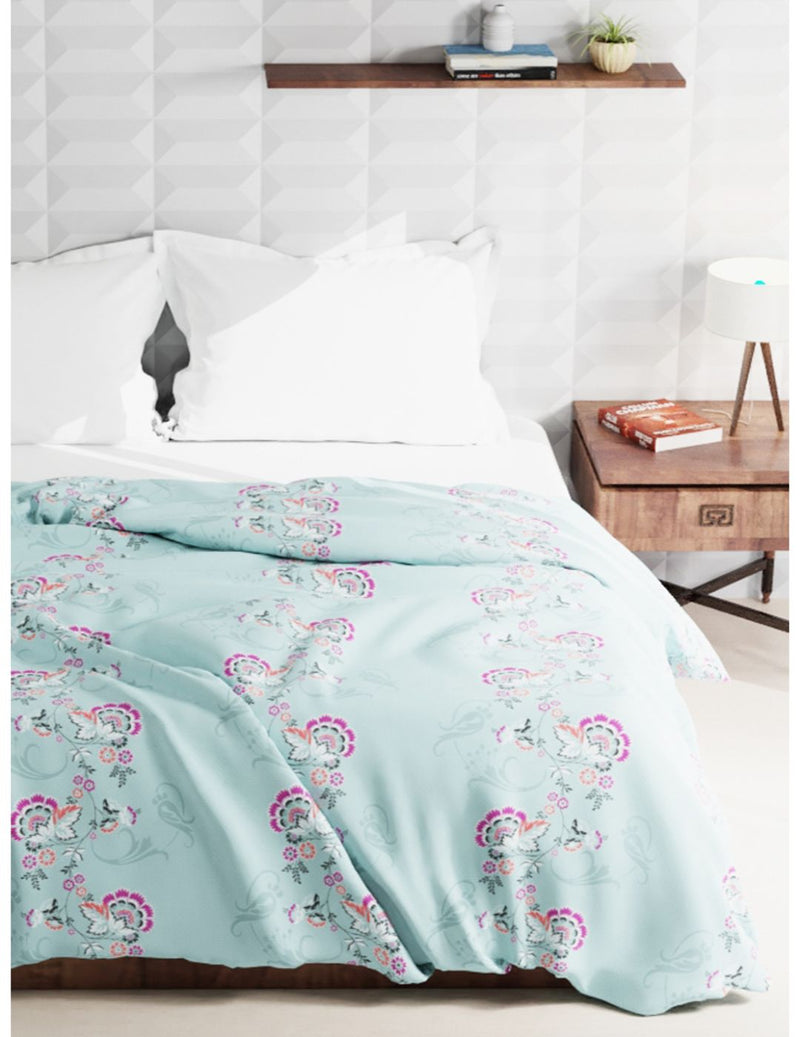 Super Soft Microfiber Double Comforter For All Weather <small> (floral-coastal green)</small>