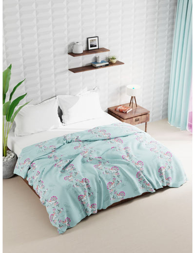 Super Soft Microfiber Double Comforter For All Weather <small> (floral-coastal green)</small>