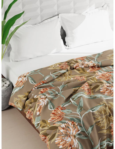 Super Soft Microfiber Double Comforter For All Weather <small> (floral-coffee/brown)</small>