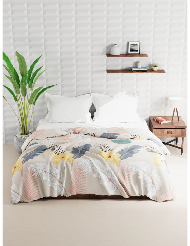 Super Soft Microfiber Double Comforter For All Weather <small> (floral-biscuit)</small>