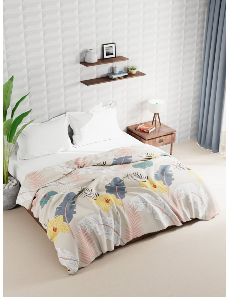 Super Soft Microfiber Double Comforter For All Weather <small> (floral-biscuit)</small>