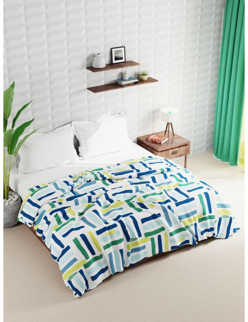 Super Soft Microfiber Double Comforter For All Weather <small> (stripe-white/blue)</small>