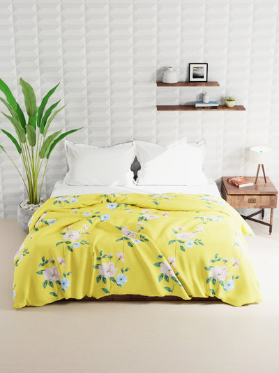 Super Soft Microfiber Double Roll Comforter For All Weather <small> (floral-yellow)</small>