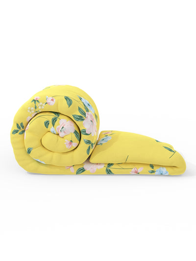Super Soft Microfiber Double Roll Comforter For All Weather <small> (floral-yellow)</small>