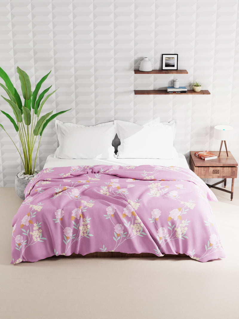 Super Soft Microfiber Double Roll Comforter For All Weather <small> (floral-pink)</small>