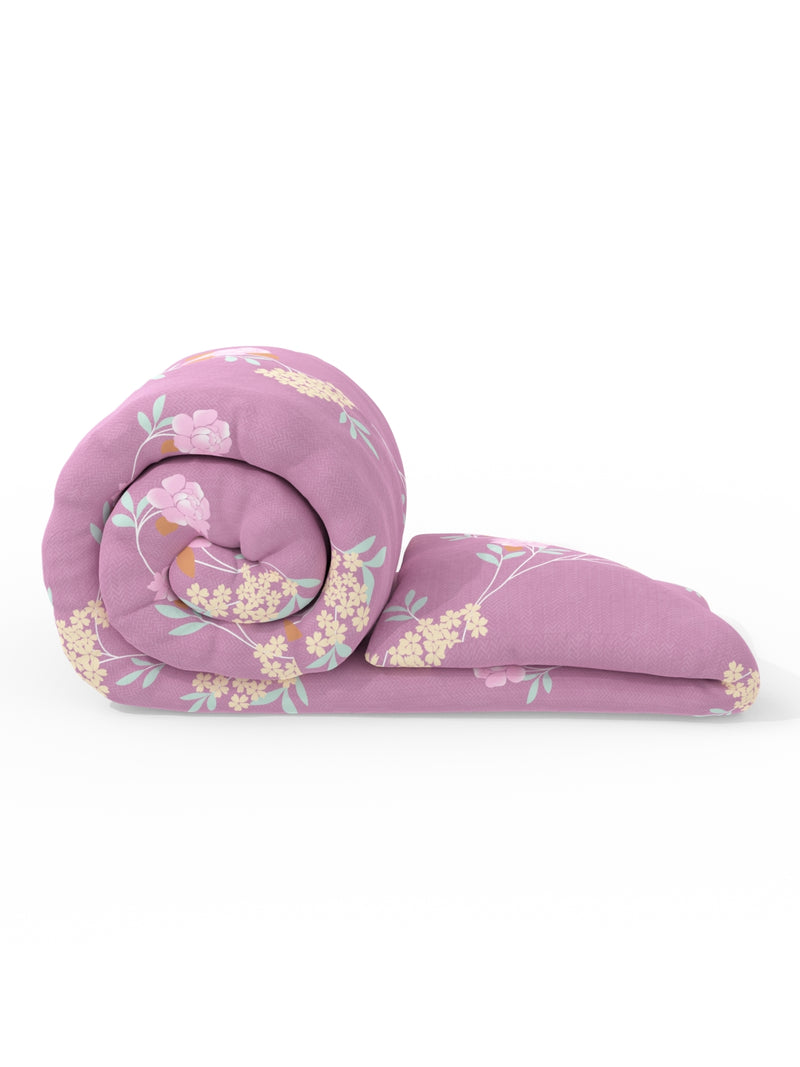 Super Soft Microfiber Double Roll Comforter For All Weather <small> (floral-pink)</small>