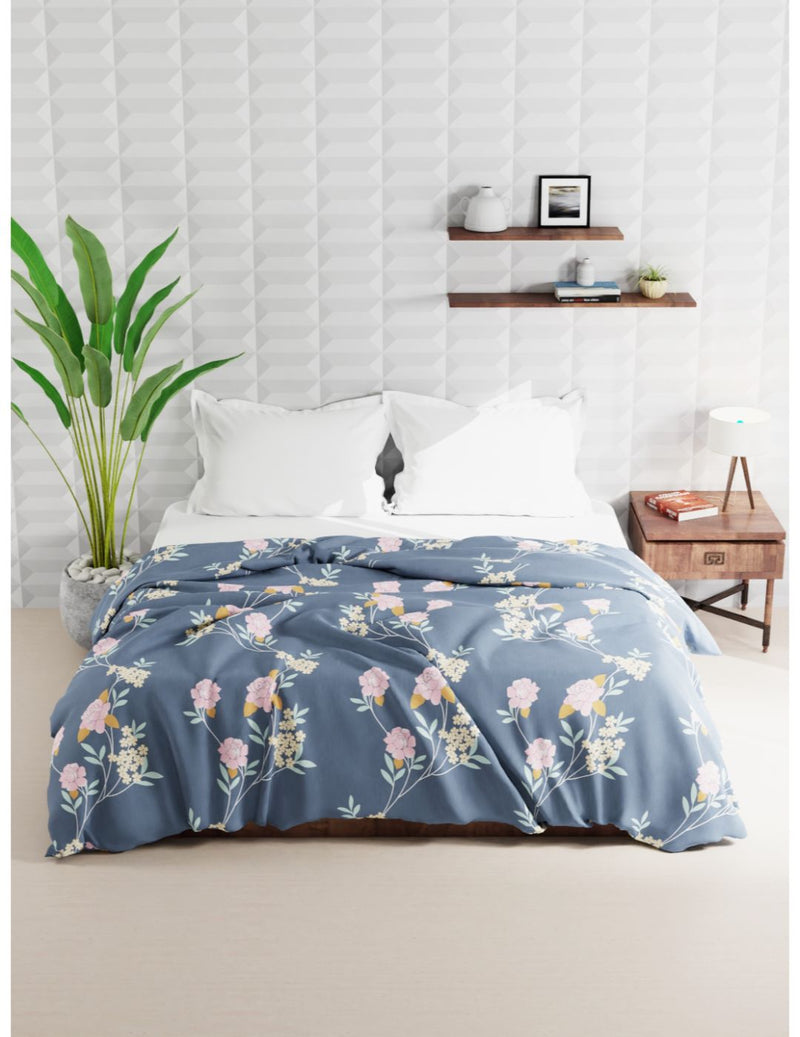 Super Soft Microfiber Double Comforter For All Weather <small> (floral-grey)</small>