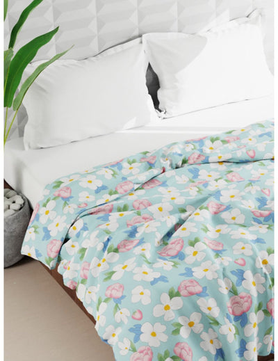 Super Soft Microfiber Double Comforter For All Weather <small> (floral-mint/green)</small>