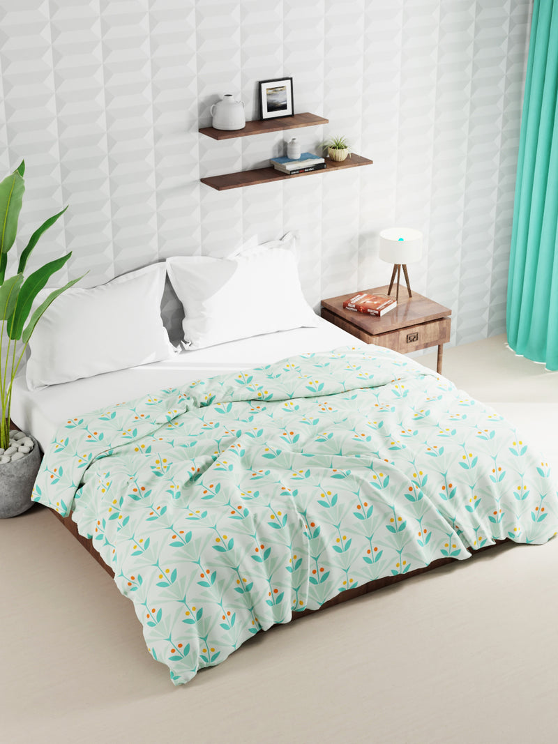 Super Soft Microfiber Double Roll Comforter For All Weather <small> (floral-mint/green)</small>