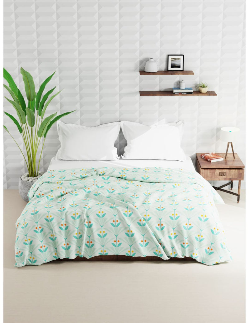 Super Soft Microfiber Double Comforter For All Weather <small> (floral-mint/green)</small>