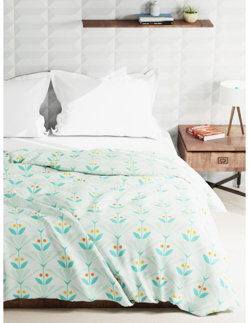 Super Soft Microfiber Double Comforter For All Weather <small> (floral-mint/green)</small>