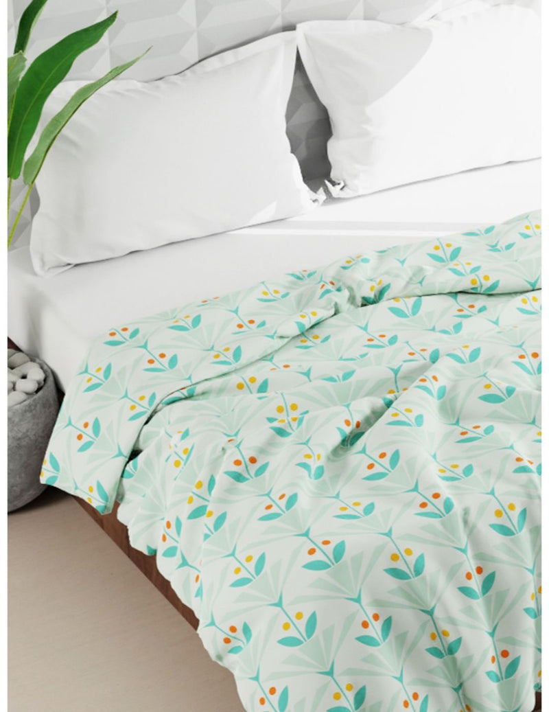 Super Soft Microfiber Double Comforter For All Weather <small> (floral-mint/green)</small>