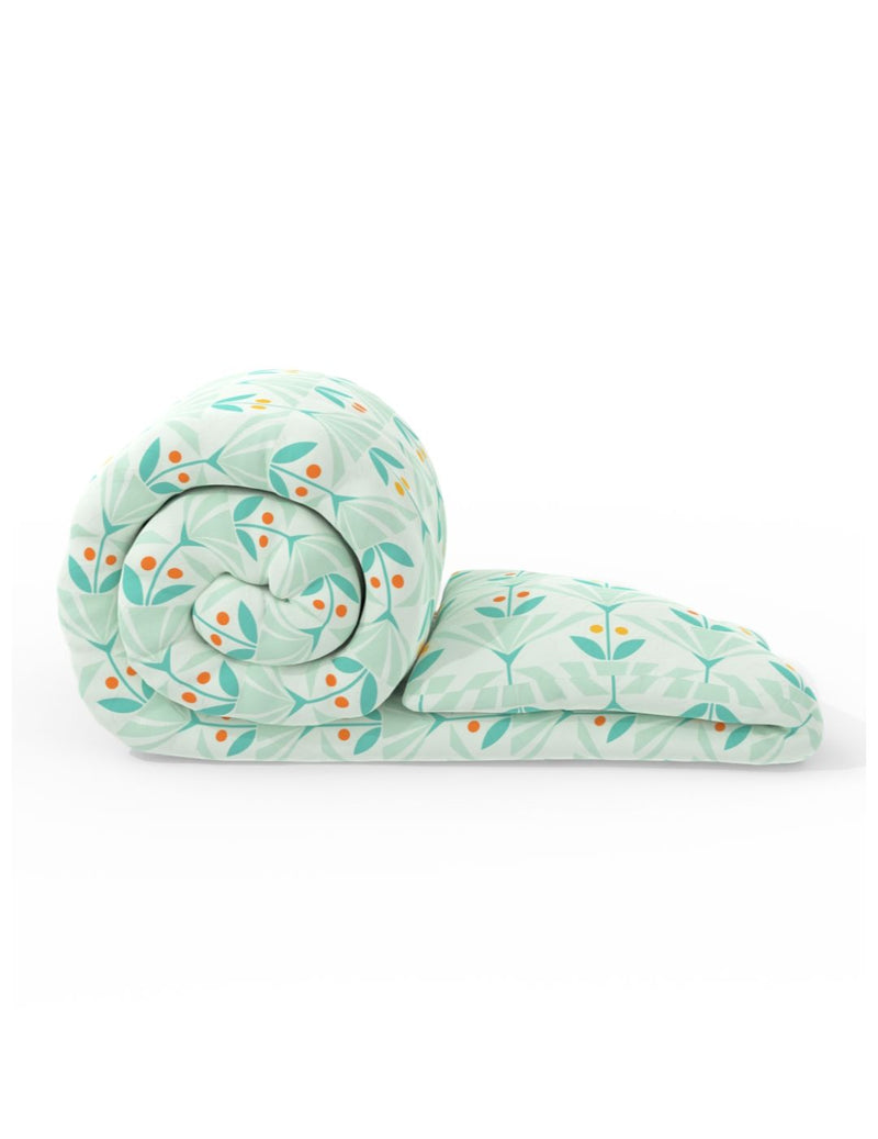 Super Soft Microfiber Double Comforter For All Weather <small> (floral-mint/green)</small>