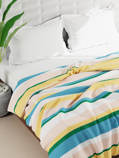 Super Soft Microfiber Double Roll Comforter For All Weather <small> (stripe-multi)</small>