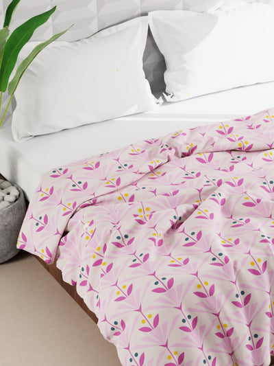 Super Soft Microfiber Double Roll Comforter For All Weather <small> (floral-dusty pink)</small>