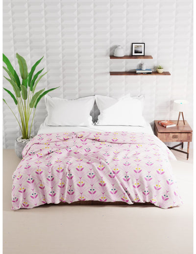 Super Soft Microfiber Double Comforter For All Weather <small> (floral-dusty pink)</small>