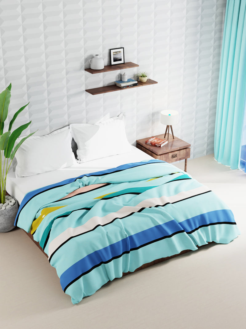 Super Soft Microfiber Double Roll Comforter For All Weather <small> (stripe-green/multi)</small>