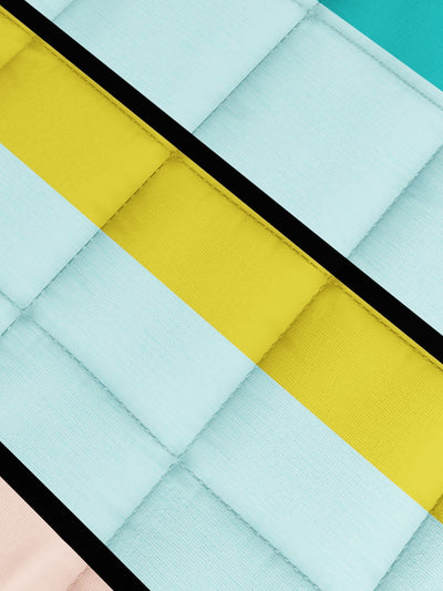 Super Soft Microfiber Double Roll Comforter For All Weather <small> (stripe-green/multi)</small>