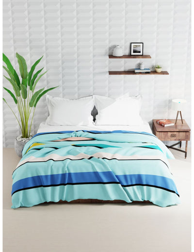 Super Soft Microfiber Double Comforter For All Weather <small> (stripe-green/multi)</small>