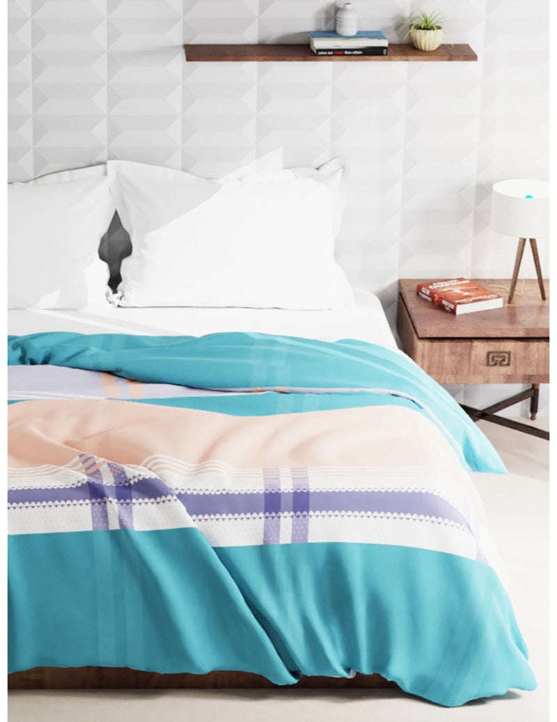 Super Soft Microfiber Double Comforter For All Weather <small> (stripe-green/multi)</small>