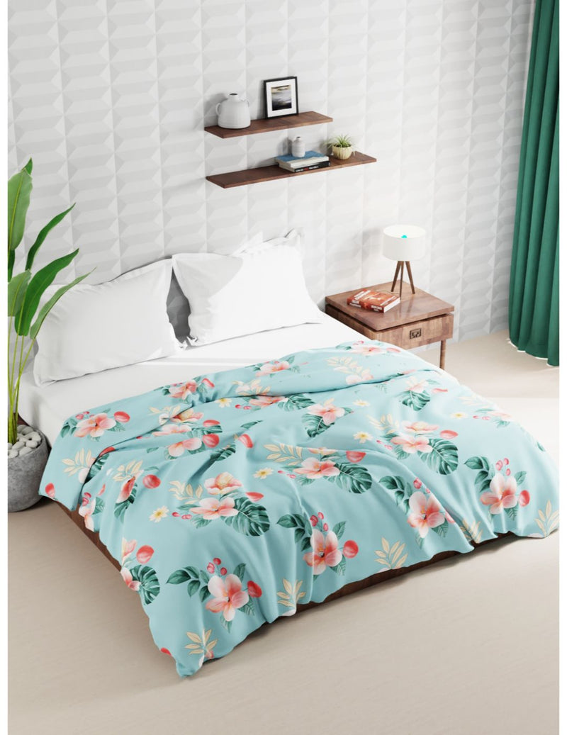 Super Soft Microfiber Double Comforter For All Weather <small> (floral-turquoise)</small>