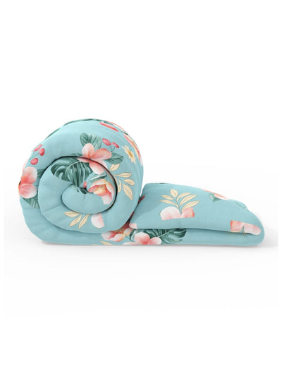 Super Soft Microfiber Double Comforter For All Weather <small> (floral-turquoise)</small>