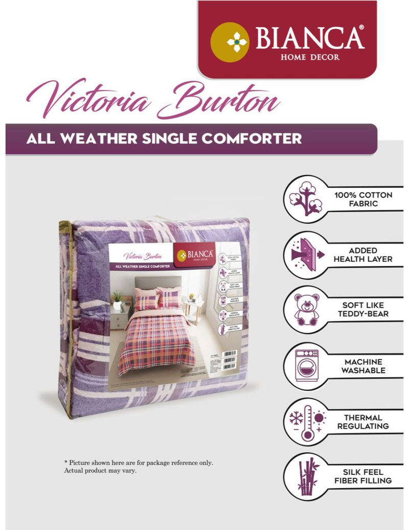 Super Soft 100% Natural Cotton Fabric Single Comforter For All Weather <small> (stripe-mauve)</small>