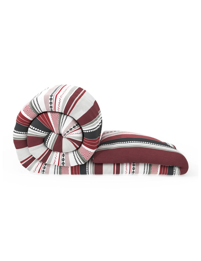 Super Soft 100% Natural Cotton Fabric Single Comforter For All Weather <small> (stripe-red/black)</small>