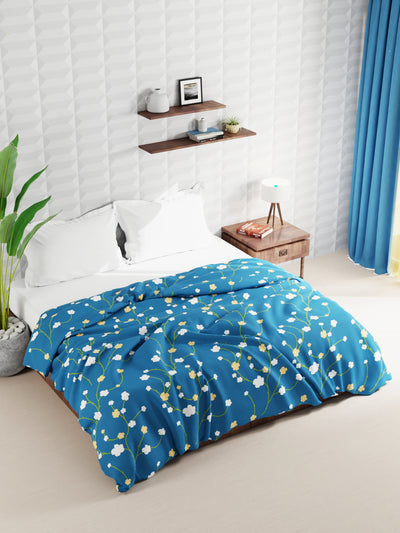 Super Soft Microfiber Double Roll Comforter For All Weather <small> (floral-blue/gold)</small>