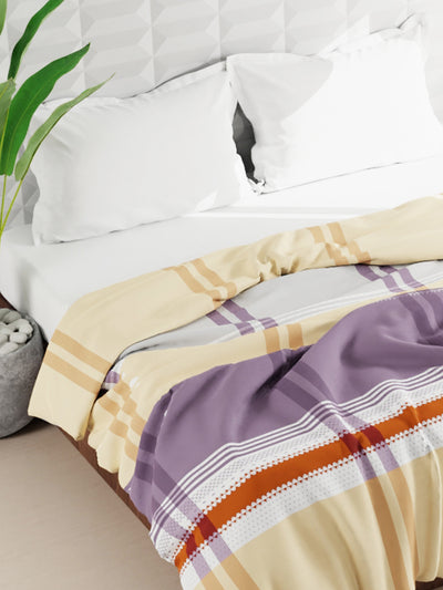 Super Soft Microfiber Double Roll Comforter For All Weather <small> (stripe-grey)</small>