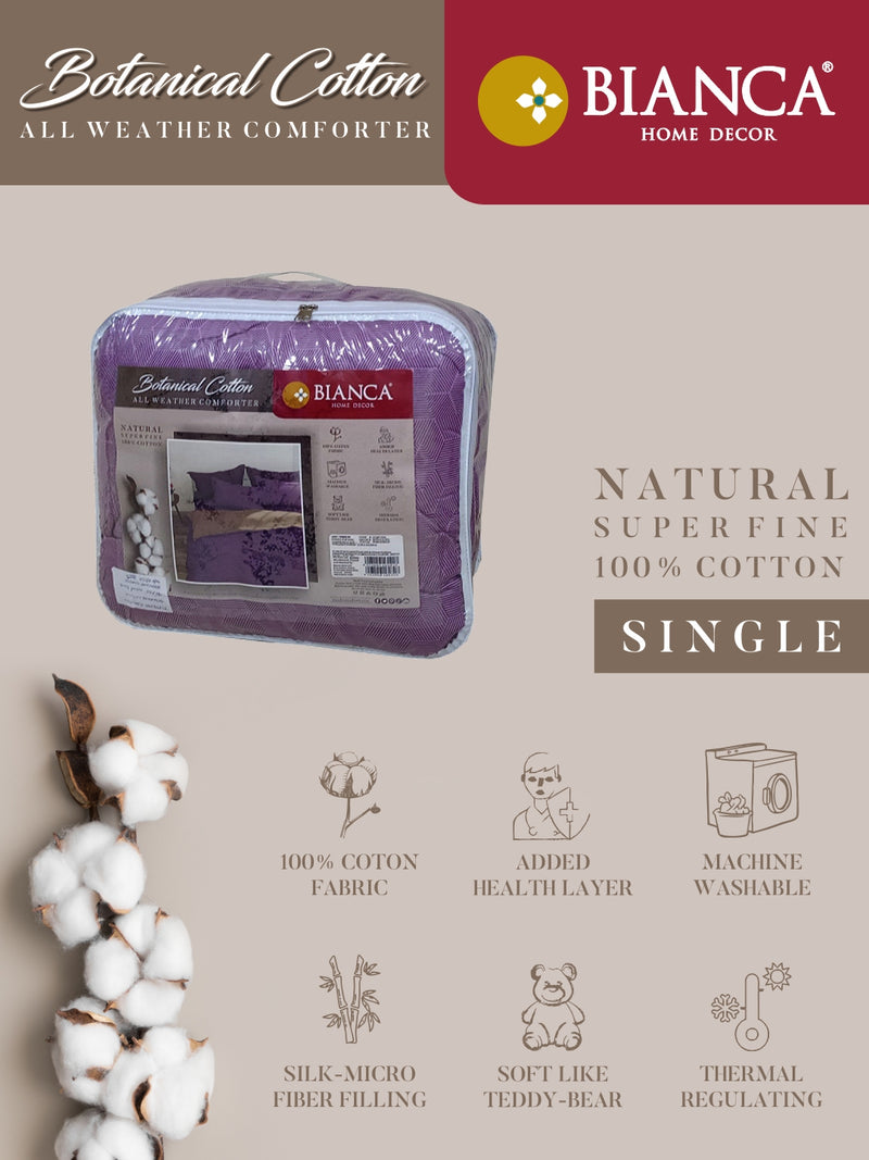Superfine 100% Egyptian Cotton Fabric Reversible Comforter For All Weather <small> (checks-purple/wheat)</small>