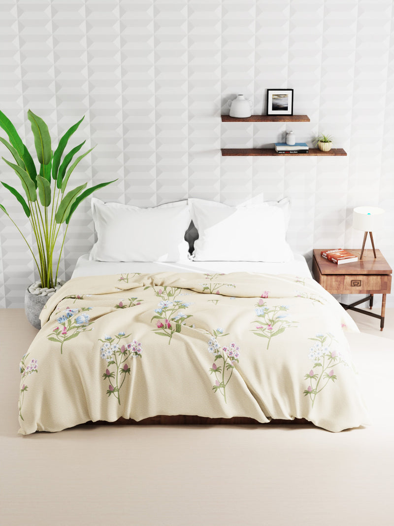 Super Soft Microfiber Double Comforter For All Weather <small> (floral-beige)</small>