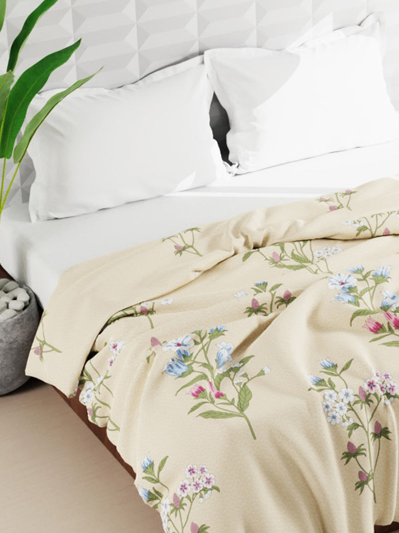 Super Soft Microfiber Double Comforter For All Weather <small> (floral-beige)</small>