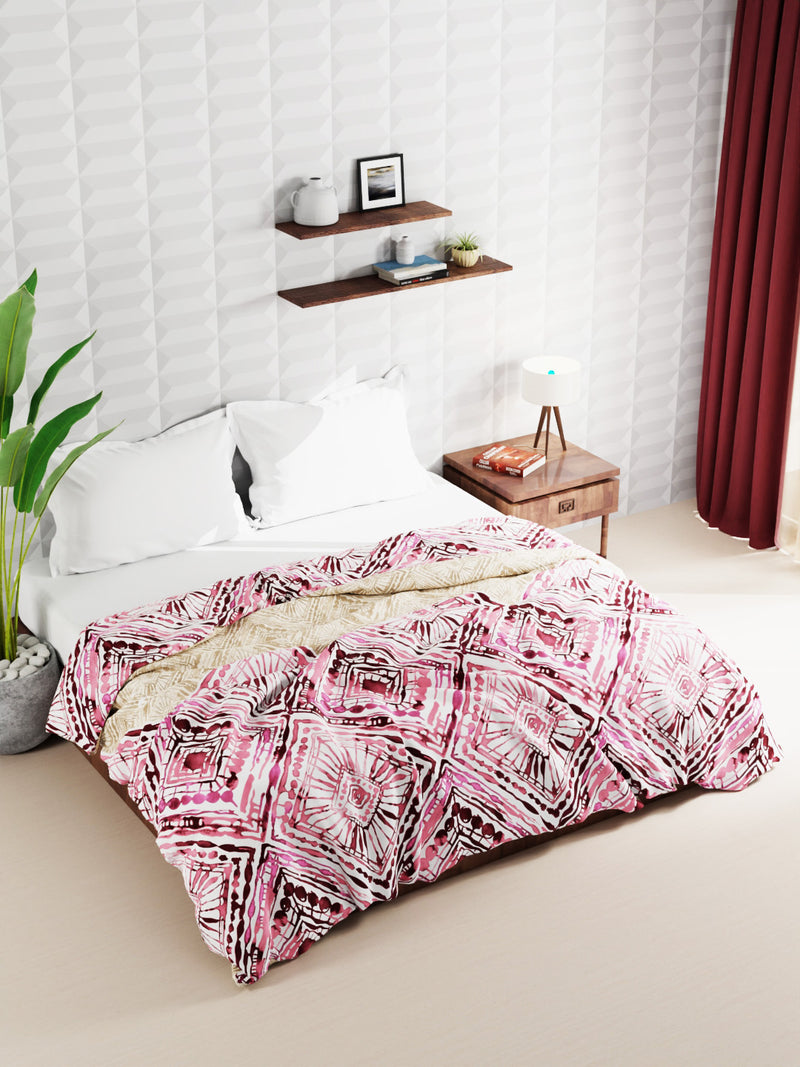 Super Soft Microfiber Double Comforter For All Weather <small> (geometrical-rose pink)</small>