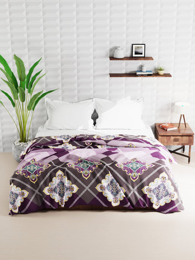 Super Soft Microfiber Double Comforter For All Weather <small> (floral-purple)</small>