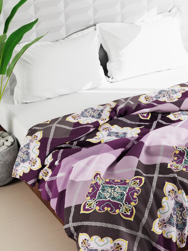Super Soft Microfiber Double Comforter For All Weather <small> (floral-purple)</small>