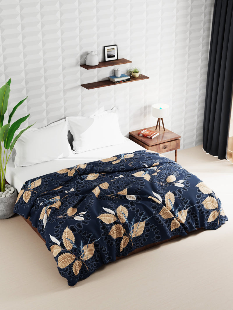 Super Soft Microfiber Double Comforter For All Weather <small> (floral-navy)</small>