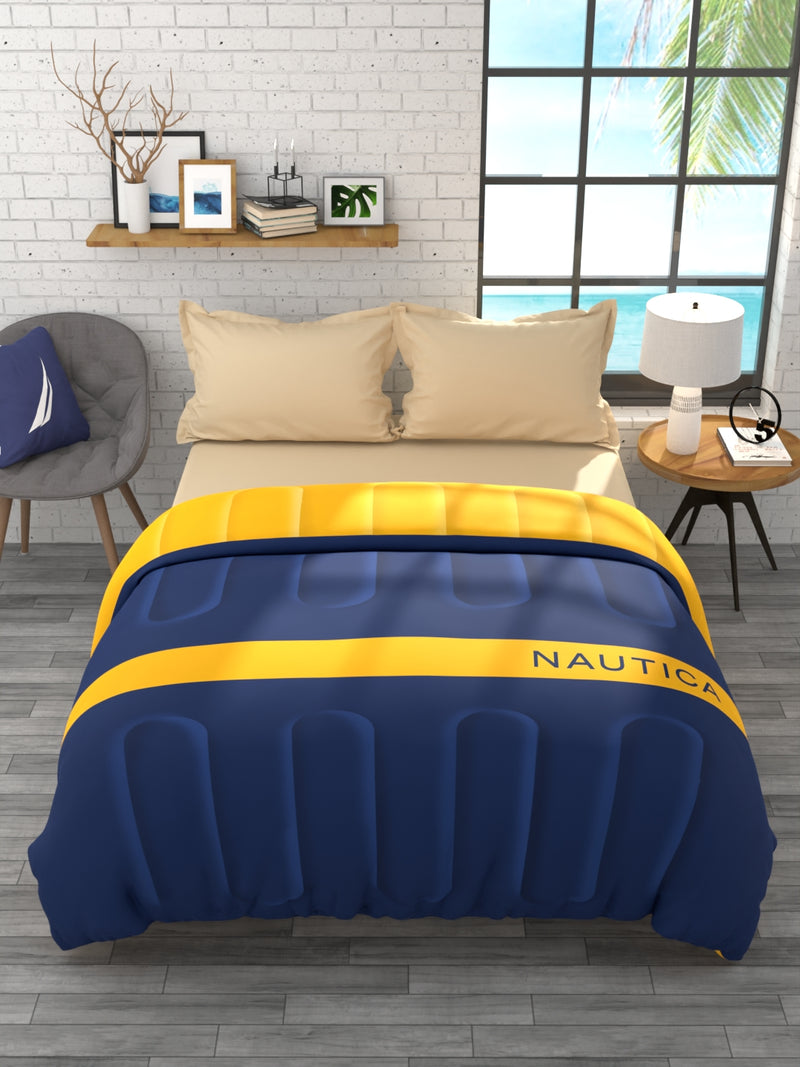 Ultra Soft Luxurious Comforter For All Weather <small> (solid-navy blue/yellow)</small>