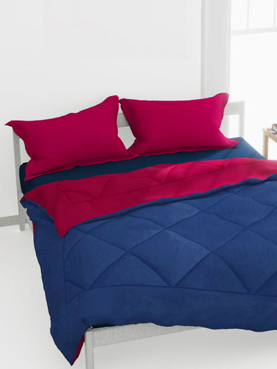 Air Cool Microfiber Reversible Heavy Comforter For Winters <small> (solid-night fall/hot pink)</small>
