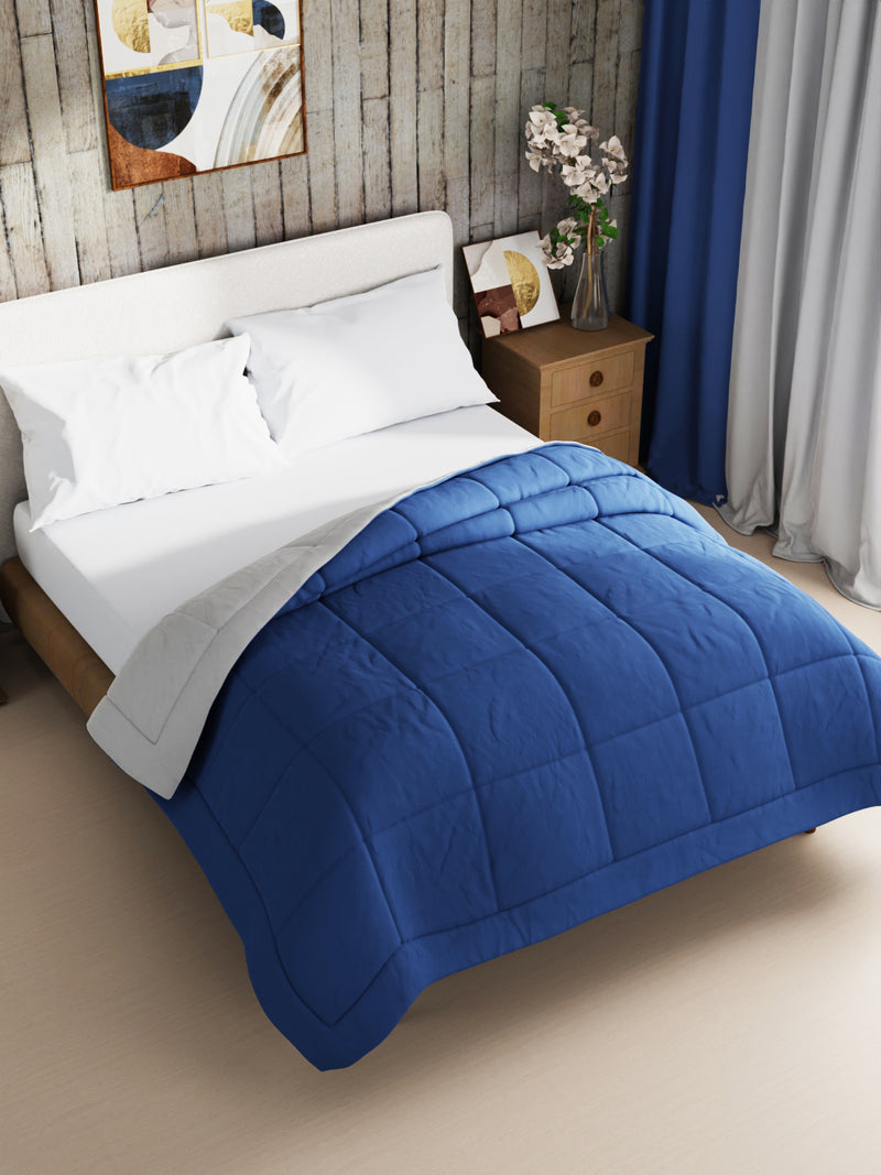 Air Cool Microfiber Reversible Heavy Comforter For Winters <small> (solid-night fall/grey)</small>