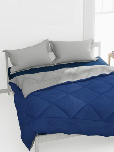 Air Cool Microfiber Reversible Heavy Comforter For Winters <small> (solid-night fall/grey)</small>