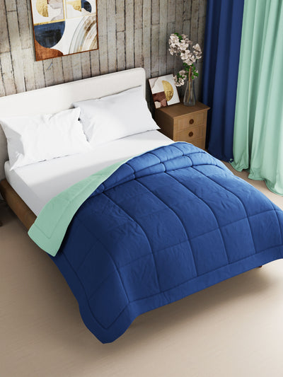 Air Cool Microfiber Reversible Heavy Comforter For Winters <small> (solid-night fall/mint)</small>