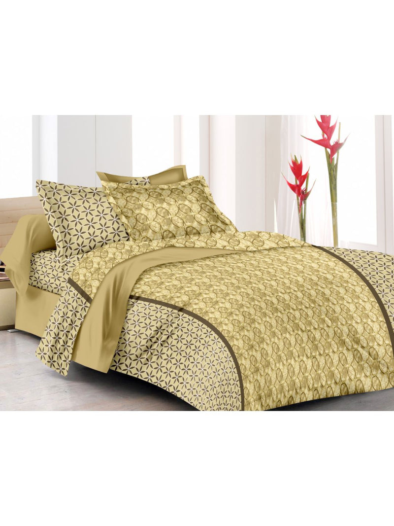 Soft 100% Cotton Double Comforter With 1 Double Bedsheet 2 Pillow Covers, For Ac Room <small> (abstract-beige)</small>