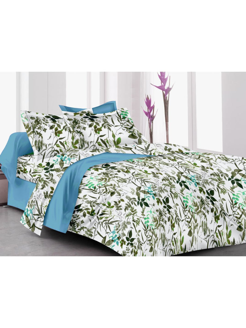 Soft 100% Cotton Double Comforter With 1 Double Bedsheet 2 Pillow Covers, For Ac Room <small> (floral-mehandi)</small>