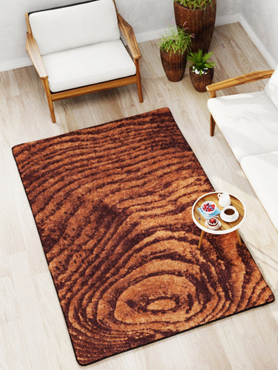 Modern Designer Printed  Carpet Area Rug With Anti Slip Backing <small> (wood-brown/beige)</small>